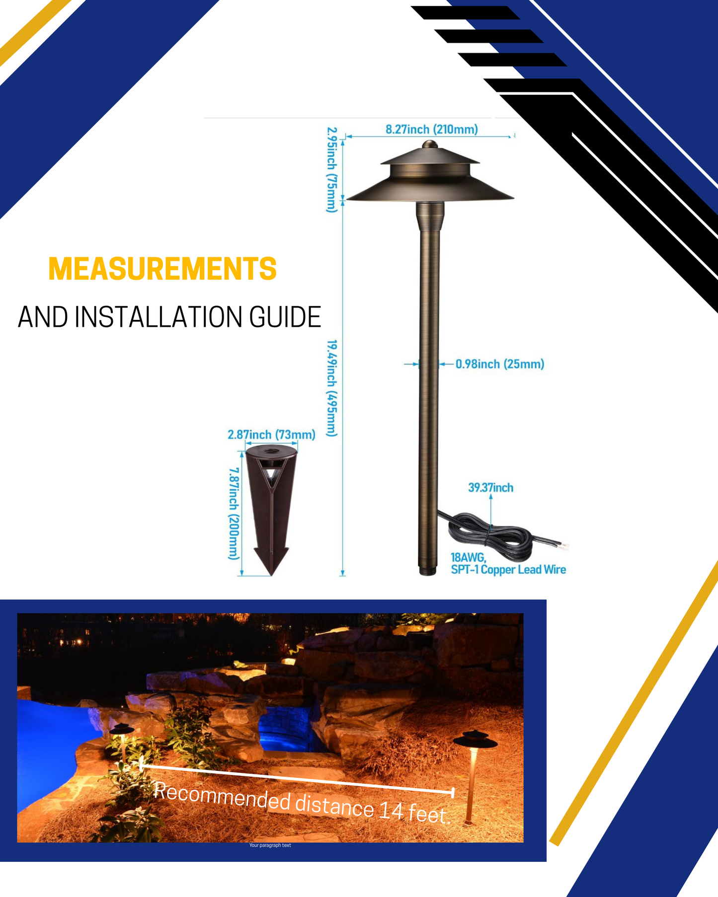 Two Tier Brass Pagoda Low Voltage Path Light