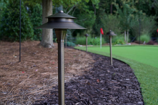 Two Tier Brass Pagoda Low Voltage Path Light