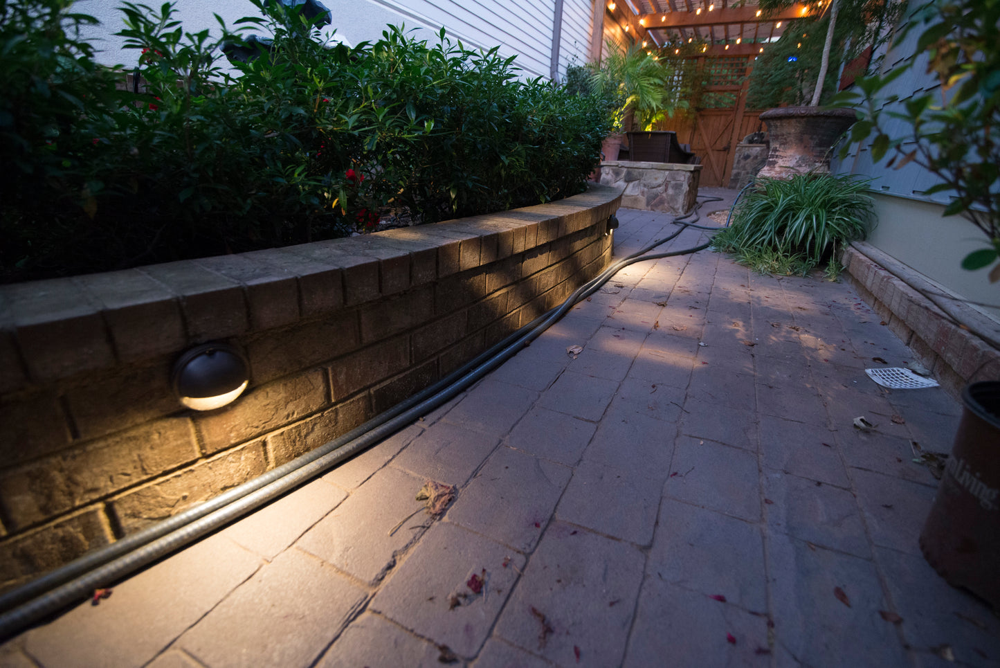Solid Brass 12v Landscape Deck Light in Antique Brass Finish on Outdoor Patio, Railing, Step, Fence & Dock