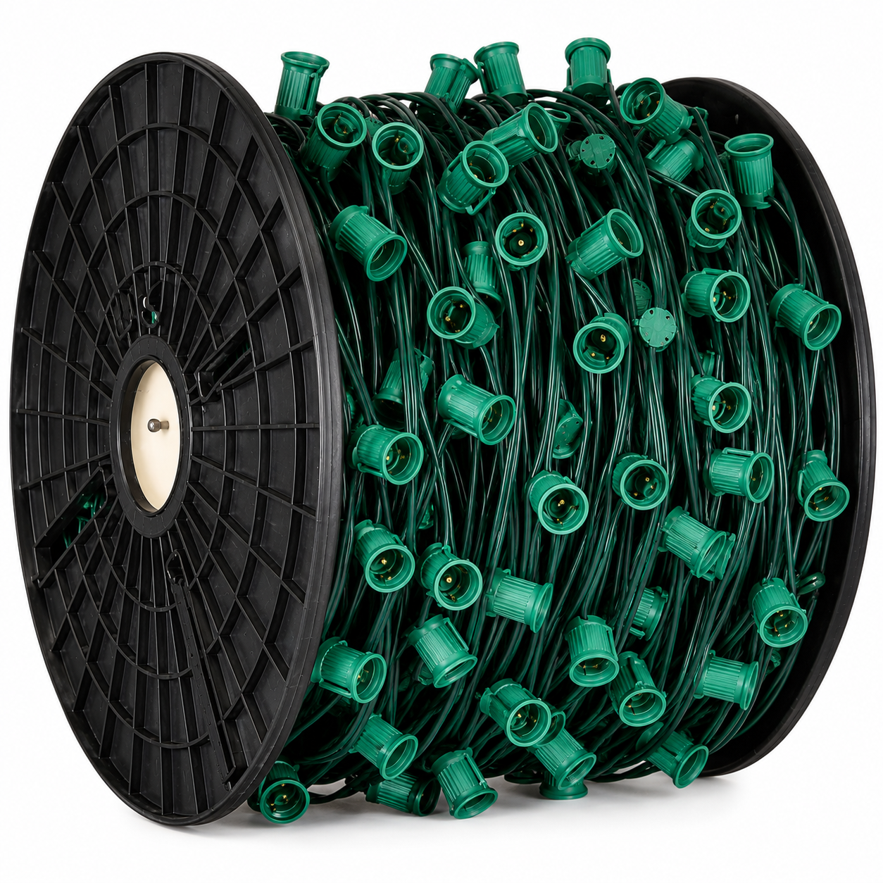 Commercial Grade C9 1000ft 15" spacing Christmas Light Spool, Green Spt-1 Wire