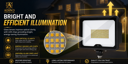 55W LED Flood Light with Photocell Dusk-to-Dawn Sensor | 3CCT Selectable 3000K/4000K/5000K | IP65 Waterproof Knuckle Mount Security Light