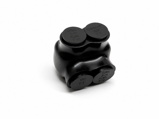Black Insulated Multi-Tap Inline Splice Connector with Slotted Allen Hex - 2 Port Single Sided Entry
