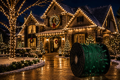 Commercial Grade C9 1000ft 15" spacing Christmas Light Spool, Green Spt-1 Wire